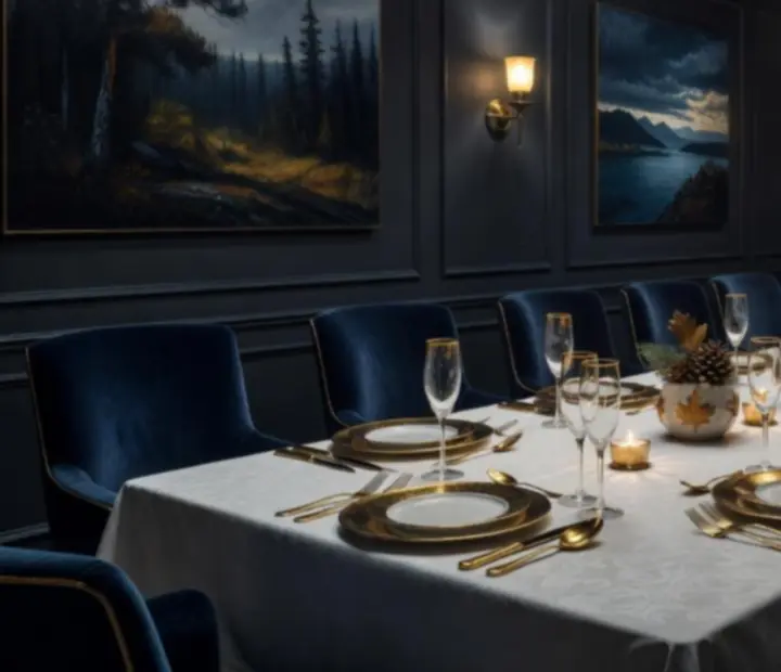 Luxurious private banquet dining room at Bellnoora in Montreal