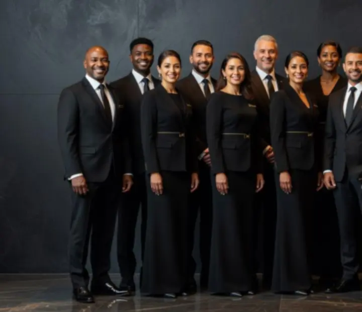 Bellnoora service team in tailored uniforms offering refined tableside service