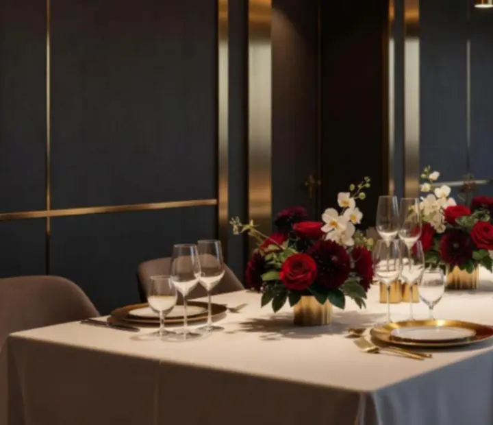 Luxurious private banquet room prepared for an intimate celebration