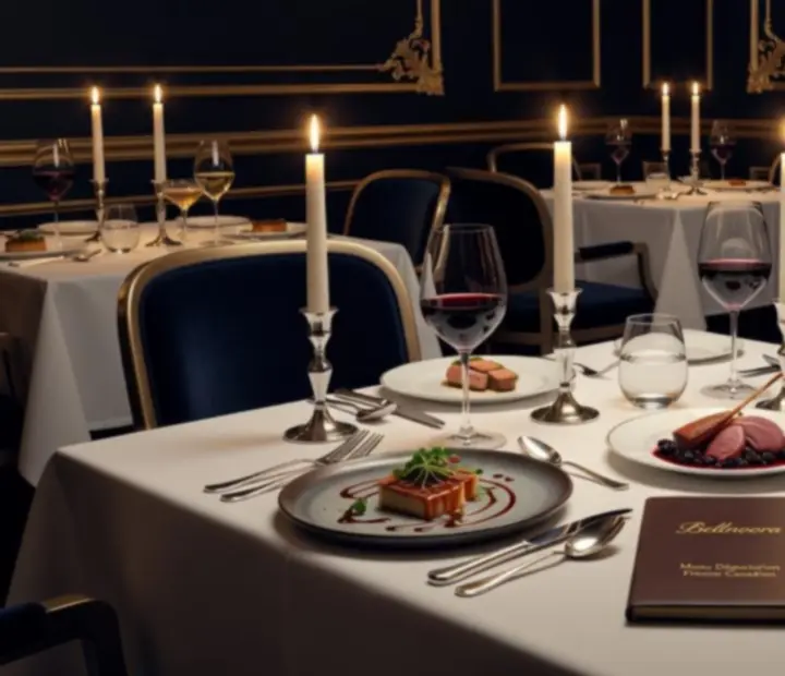 Candlelit Montreal dining room with tasting menu service at Bellnoora